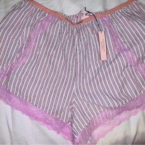 Victoria's Secret Pink and White Striped Lace Shorts